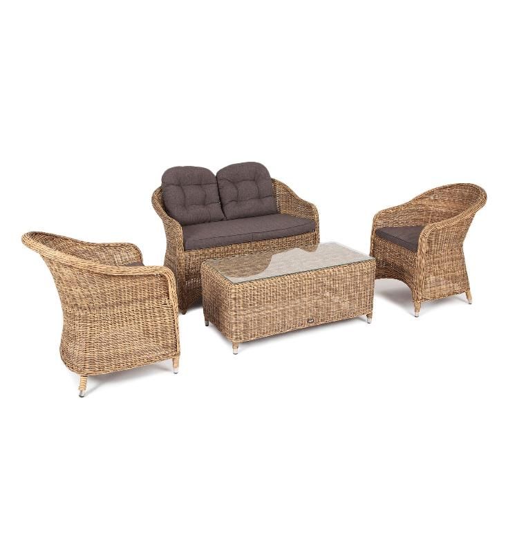 Лаунж-зона Равенна 4SIS из искусственного ротанга, цвет соломенный фото 12