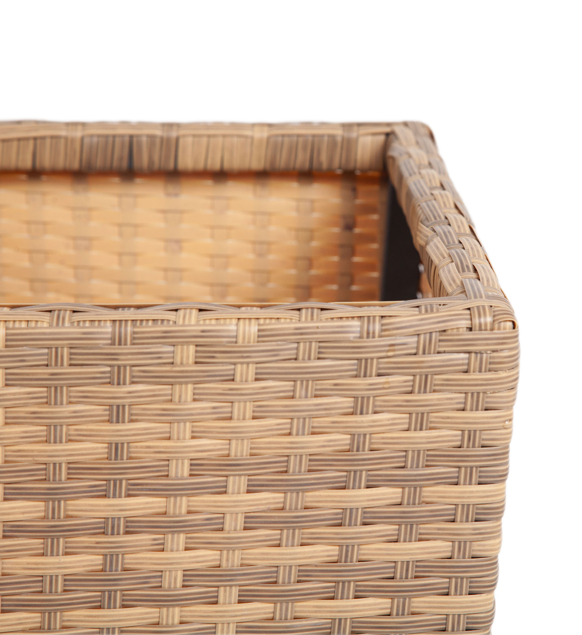 Капучино кашпо для цветов плетеное из искусственного ротанга, цвет соломенный фото 4