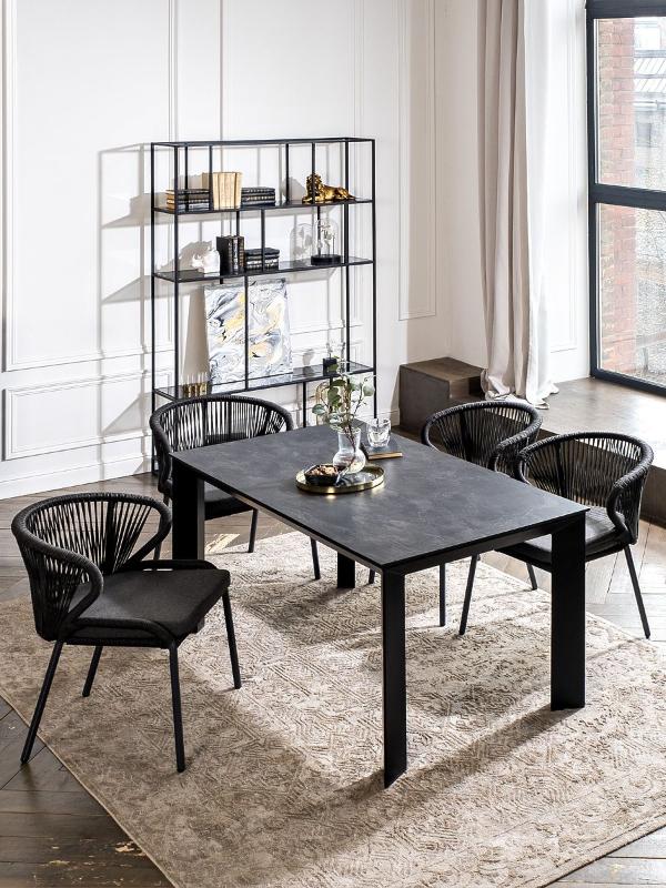 Обеденная группа Венето 4SIS на 4 персоны со стульями "Милан", каркас темно-серый, роуп темно-серый фото 4