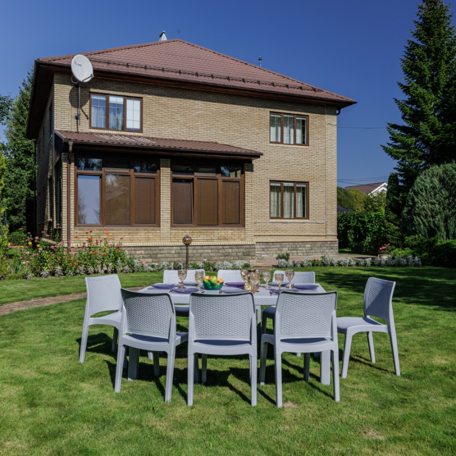 Обеденный комплект July L Royal Family из пластика, цвет светло-серый фото 4