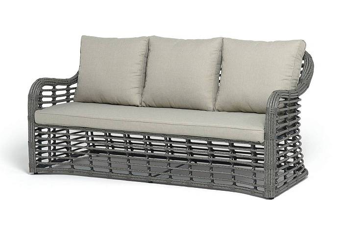 Диван Ницца 4SIS из искусственного ротанга трехместный, цвет серый фото 1