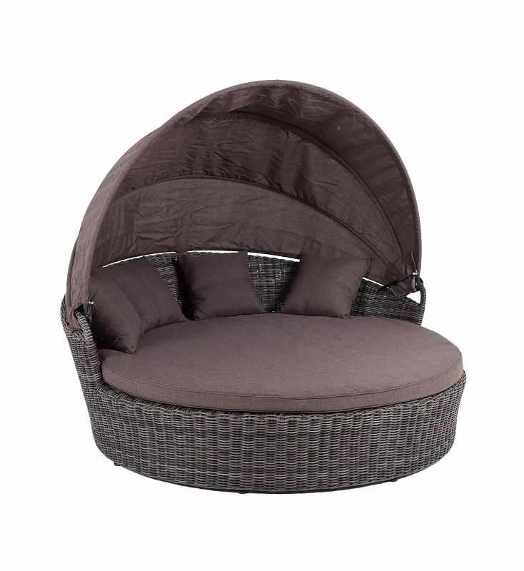 Плетеная кровать круглая Стильяно 4SIS из искусственного ротанга, цвет графит фото 1