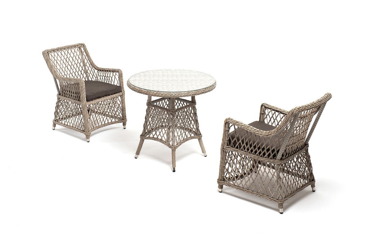 Обеденная группа Эспрессо-80 L 4SIS из искусственного ротанга, цвет бежевый фото 1