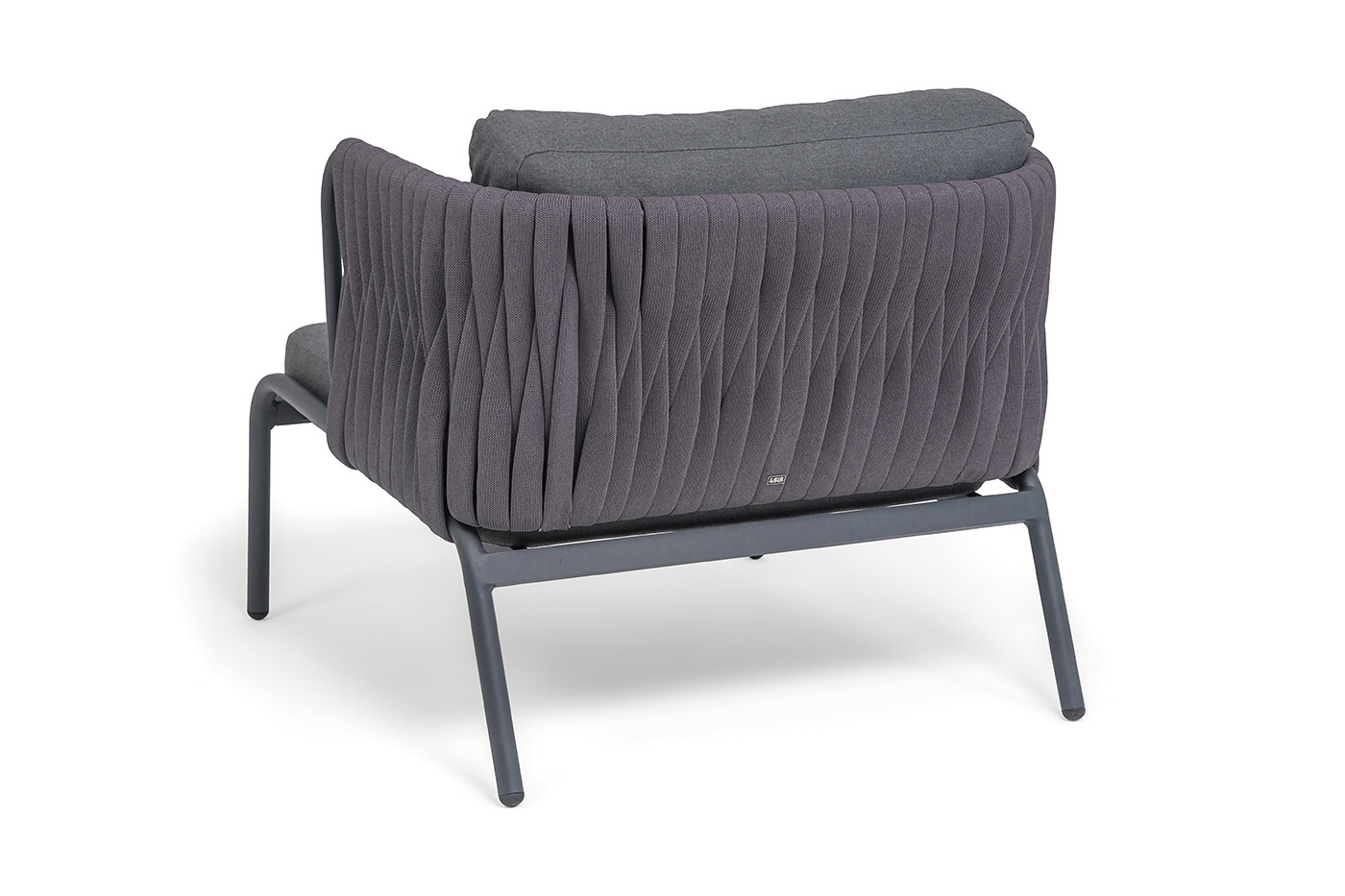 Ронда кресло плетеное из роупа, каркас алюминий темно-серый (RAL7024) муар, роуп серый 40 мм tex, ткань темно-серая 027 фото 5