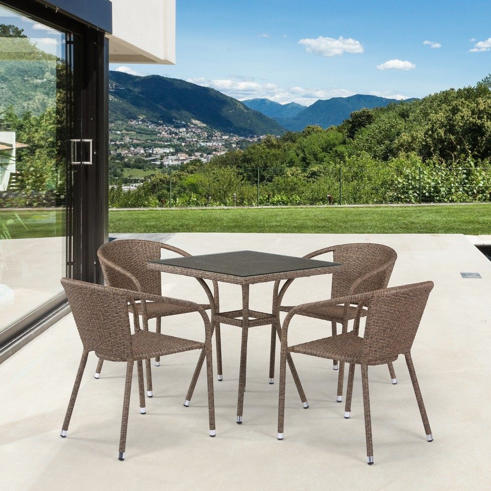 Комплект плетеной мебели T282BNT/Y137C-W56 Light Brown 4Pcs фото 1