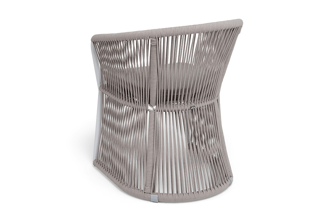 Романо стул плетеный из роупа, каркас алюминий белый муар, роуп бежевый круглый, ткань бежевая 15052 фото 5