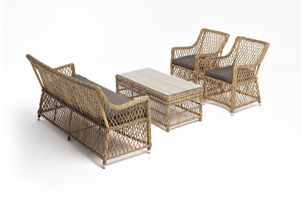 Лаунж-зона Асти 4SIS из искусственного ротанга, цвет соломенный 4 персоны фото 4