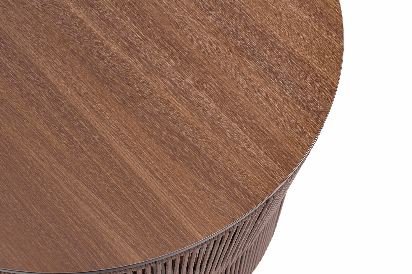 Авиньон журнальный стол из HPL круглый Ø70 H55, каркас из алюминия коричневый (RAL8016) муар, цвет дуб, роуп коричневый круглый фото 2