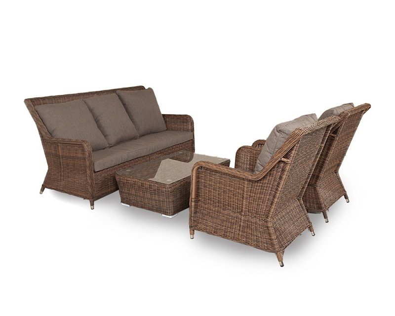 Лаунж-зона Гляссе 4SIS из искусственного ротанга, цвет коричневый фото 1