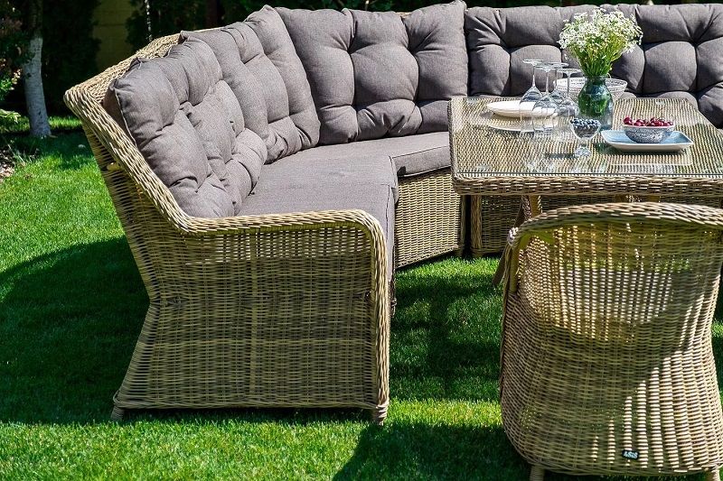 Обеденная группа Базелла 4SIS из искусственного ротанга, цвет соломенный фото 4