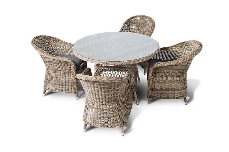 Обеденная группа Равенна 4SIS из искусственного ротанга, цвет соломенный фото 2