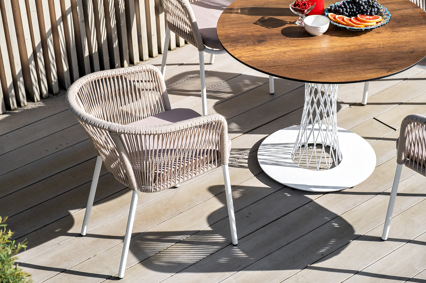 Диего обеденная группа на 4 персоны, круглый стол дуб, цвет бежевый фото 4