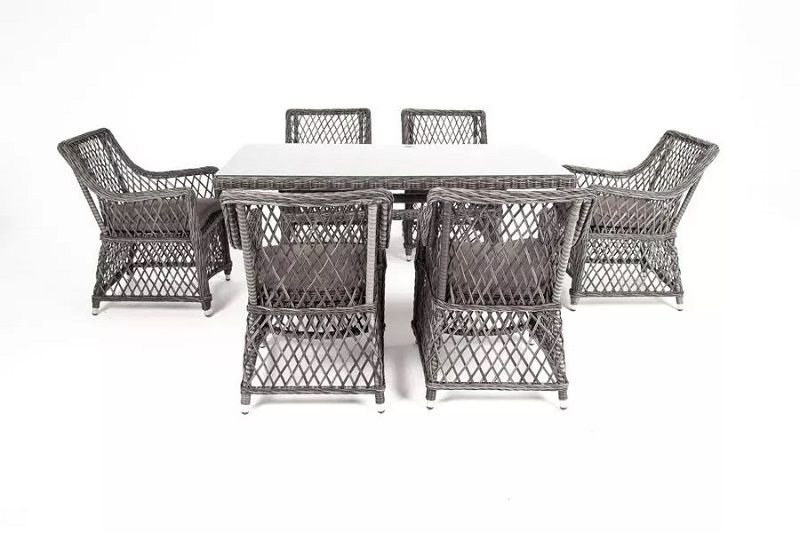 Плетеная обеденная группа Латте-160 L 4SIS из искусственного ротанга, цвет графит фото 3