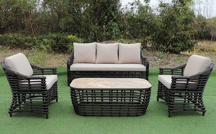 Лаунж-Зона Ницца 4SIS из искусственного ротанга, цвет бронзовый фото 2