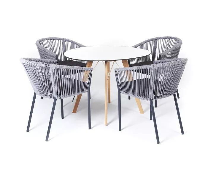 Обеденная группа Франческо 4SIS из роупа (веревки), цвет серый фото 1