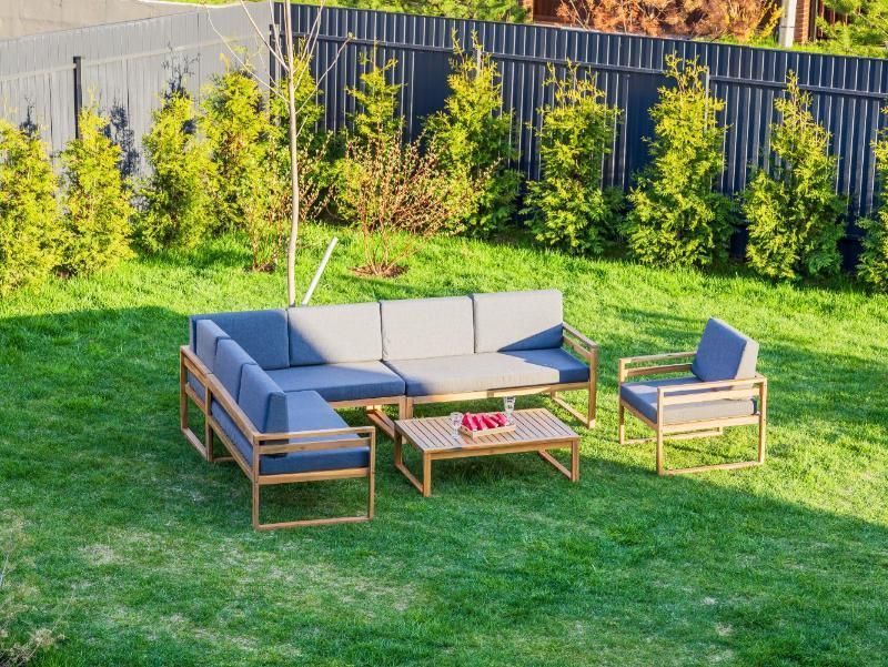 Лаунж-зона Brooklyn Royal Family из дерева с угловым диваном, цвет серый фото 14