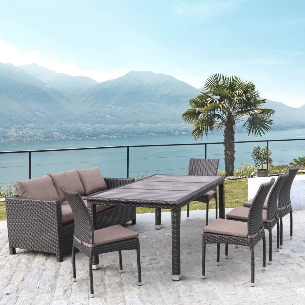 Комплект плетеной мебели T347/S65A/Y380A-W53 Brown (8+1) фото 1