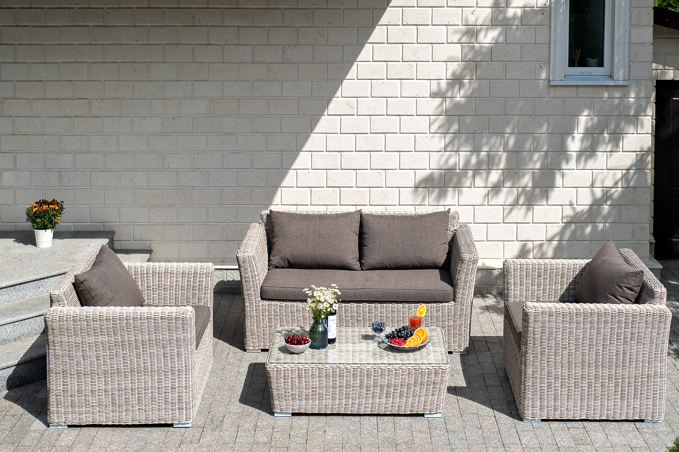 Капучино Сингл лаунж-зона из искусственного ротанга, цвет бежевый фото 6