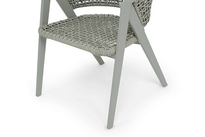 Стул Амстердам 4SIS плетеный из роупа, каркас алюминий, роуп серый круглый фото 2