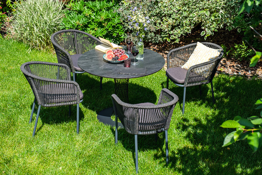 Диего обеденная группа на 4 персоны со стульями Марсель, столешница серый гранит фото 2