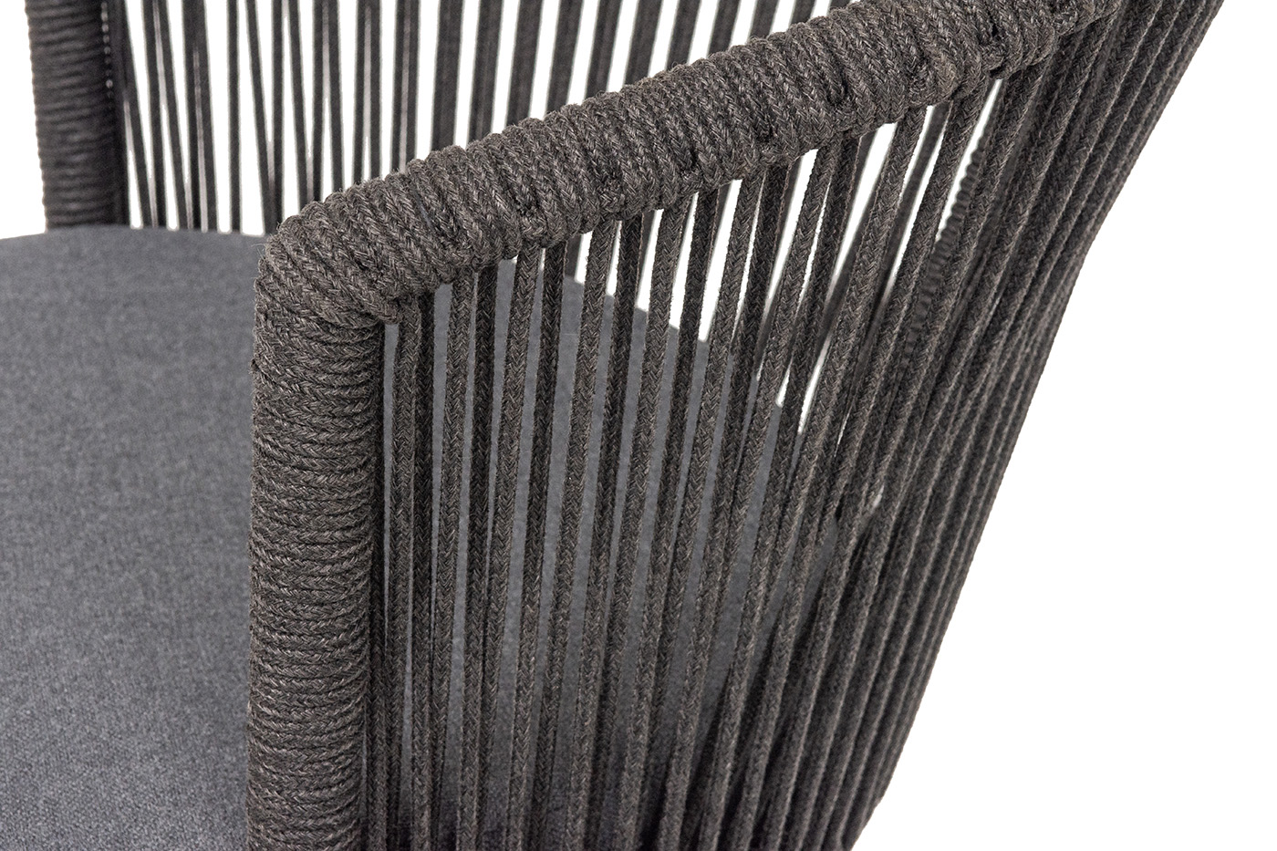 Люксембург стул плетеный из роупа, каркас из стали темно-серый (RAL7024) муар, роуп темно-серый круглый, ткань темно-серая 027 фото 7