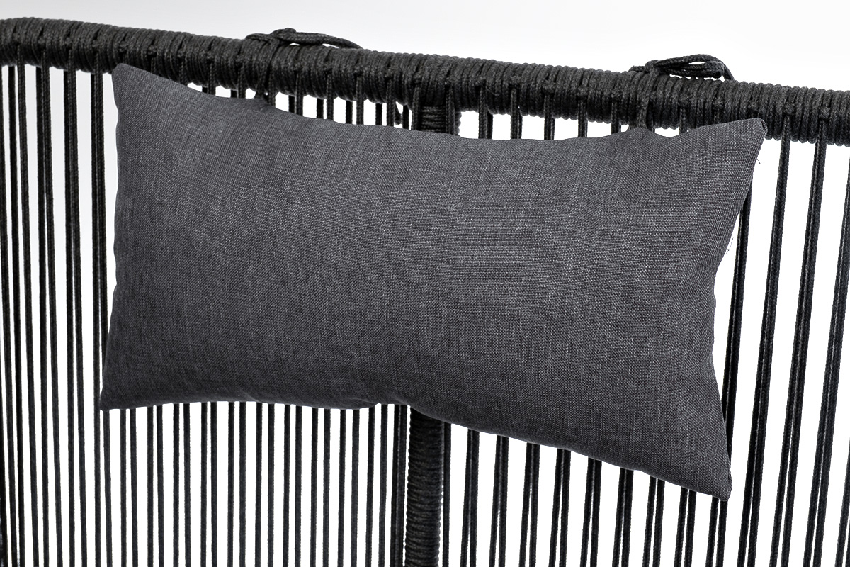 Мадрид кресло плетеное из роупа, каркас алюминий темно-серый (RAL7024) муар, роуп темно-серый круглый, ткань темно-серая 027 фото 5