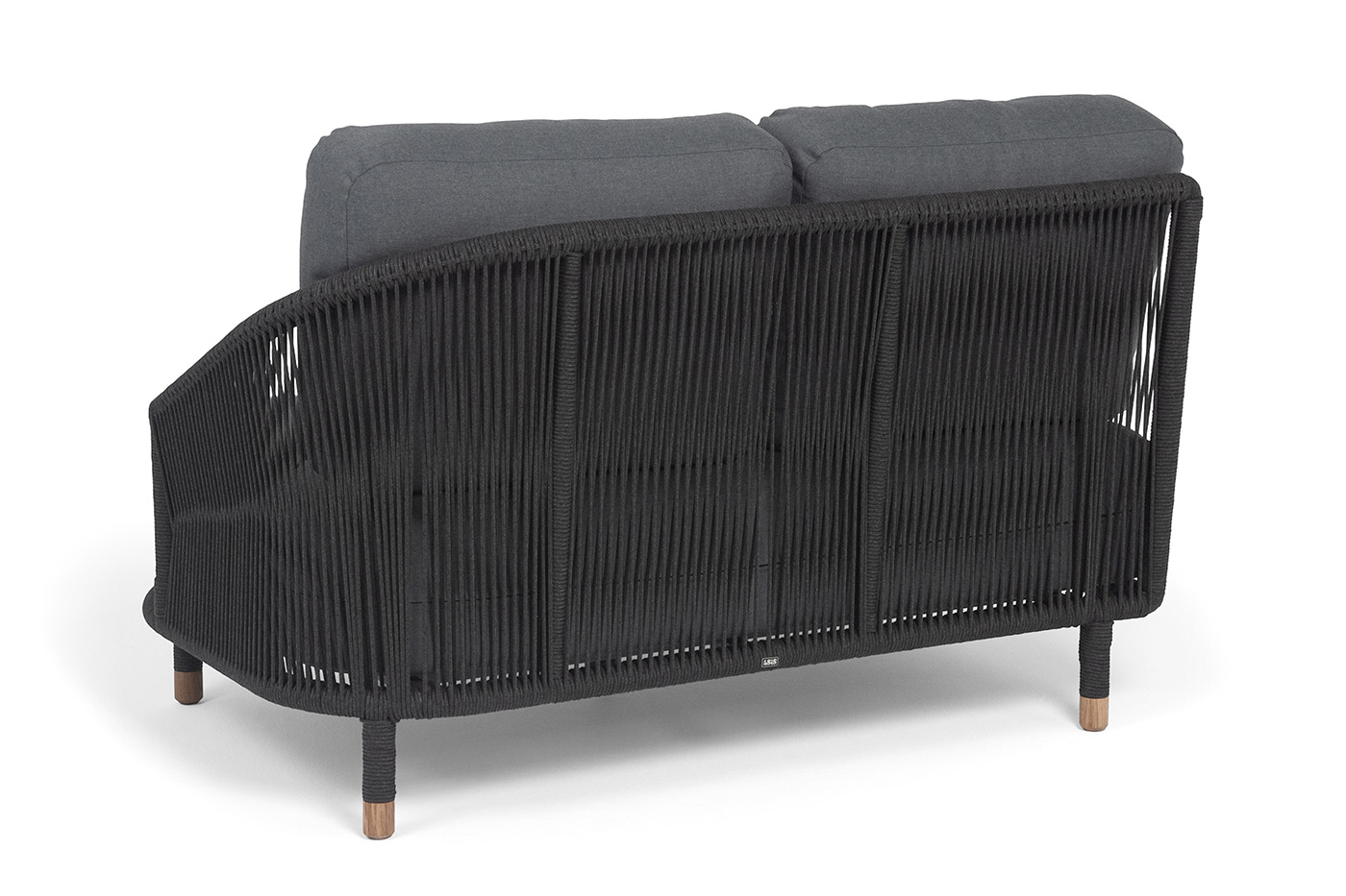 Верона левый модуль плетеный из роупа, каркас алюминий темно-серый (RAL7024) муар, роуп темно-серый круглый, ткань темно-серая 027, L131х89 фото 5