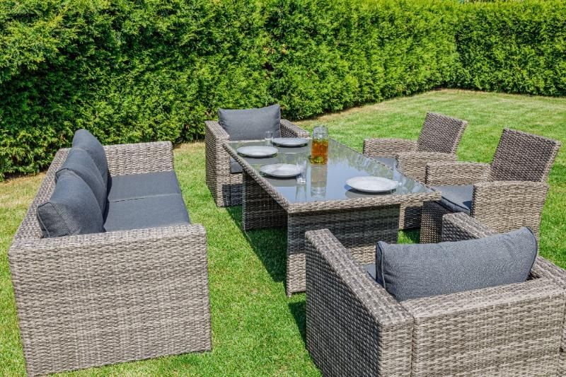 Обеденный комплект Karl plus Royal Family из искусственного ротанга, цвет серый фото 4