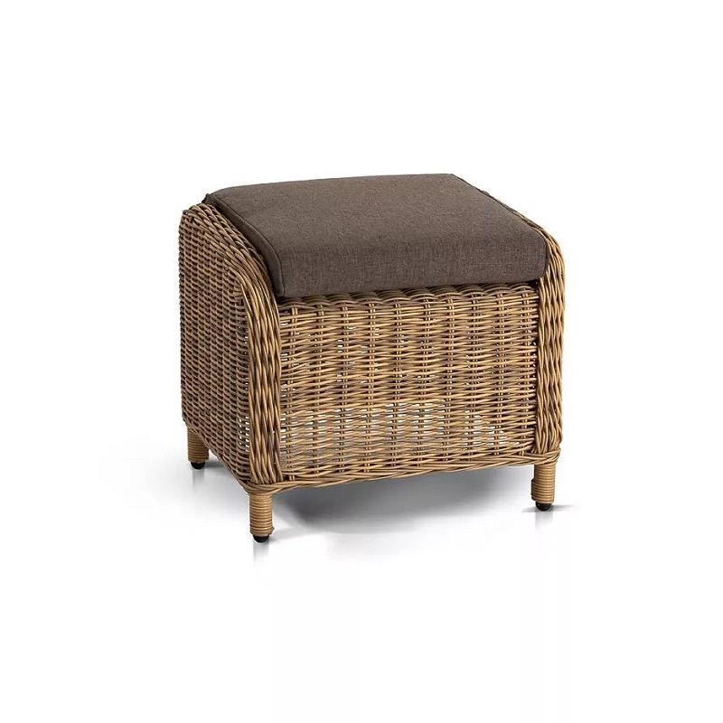 Плетеный пуф Толедо 4SIS из искусственного ротанга, цвет соломенный фото 3