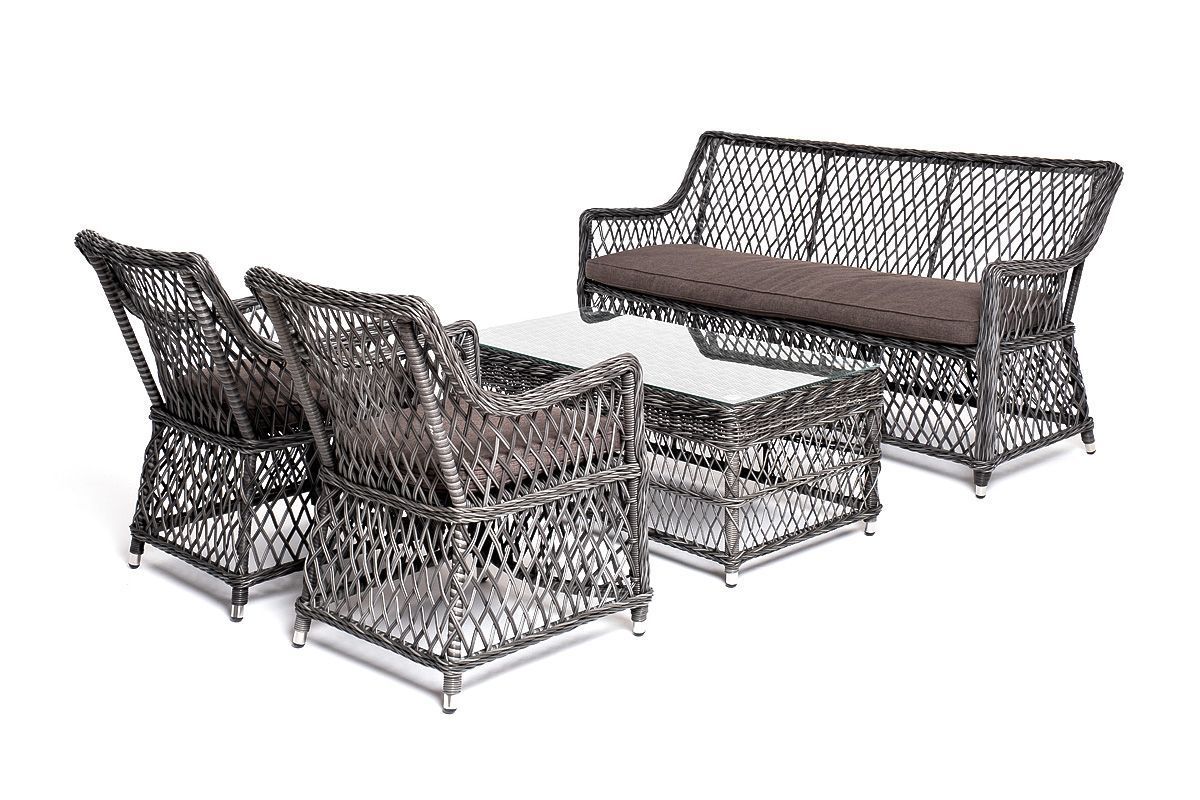 Лаунж-зона Асти 4SIS из искусственного ротанга, цвет графит 4 персоны фото 1