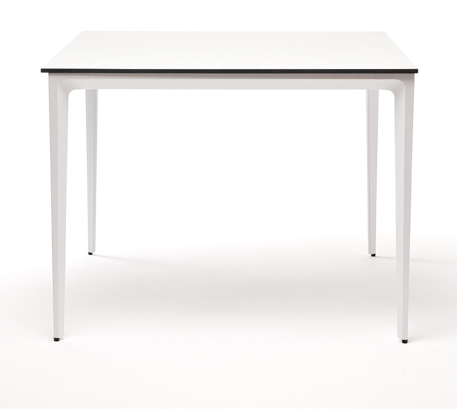 Малага обеденный стол из HPL 90х90см, цвет молочный, каркас белый фото 2