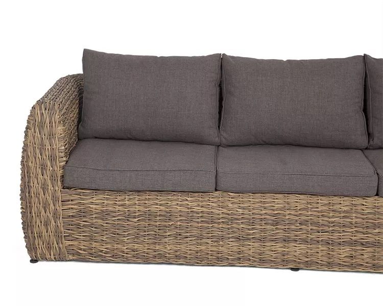 Диван трехместный Кальяри 4SIS из искусственного ротанга (гиацинт), цвет соломенный фото 3