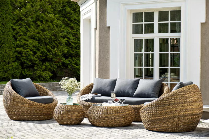 Лаунж-Зона Барселона 4SIS из искусственного ротанга, цвет соломенный фото 2