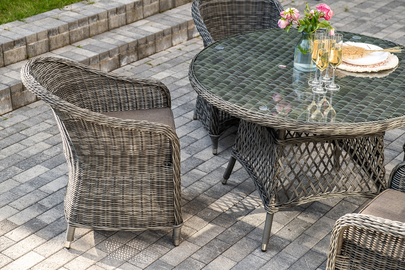 Равенна обеденная группа плетеная, цвет графит фото 6