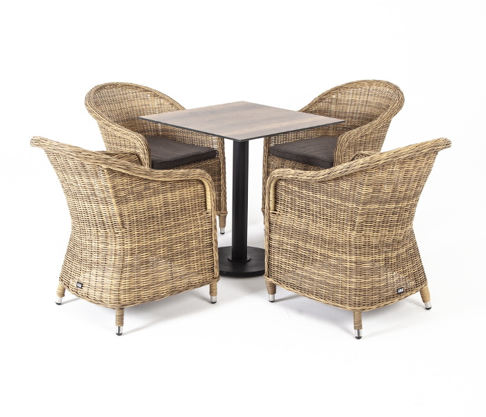 Каффе обеденная группа на 4 персоны, стулья соломенные фото 1