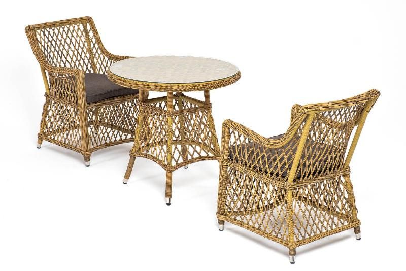 Обеденная группа Эспрессо-80 L 4SIS из искусственного ротанга, цвет соломенный фото 1