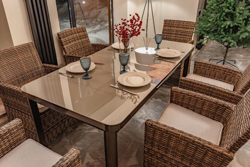 Обеденный комплект Ludwig + Fiona Royal Family из искусственного ротанга, цвет коричневый фото 4