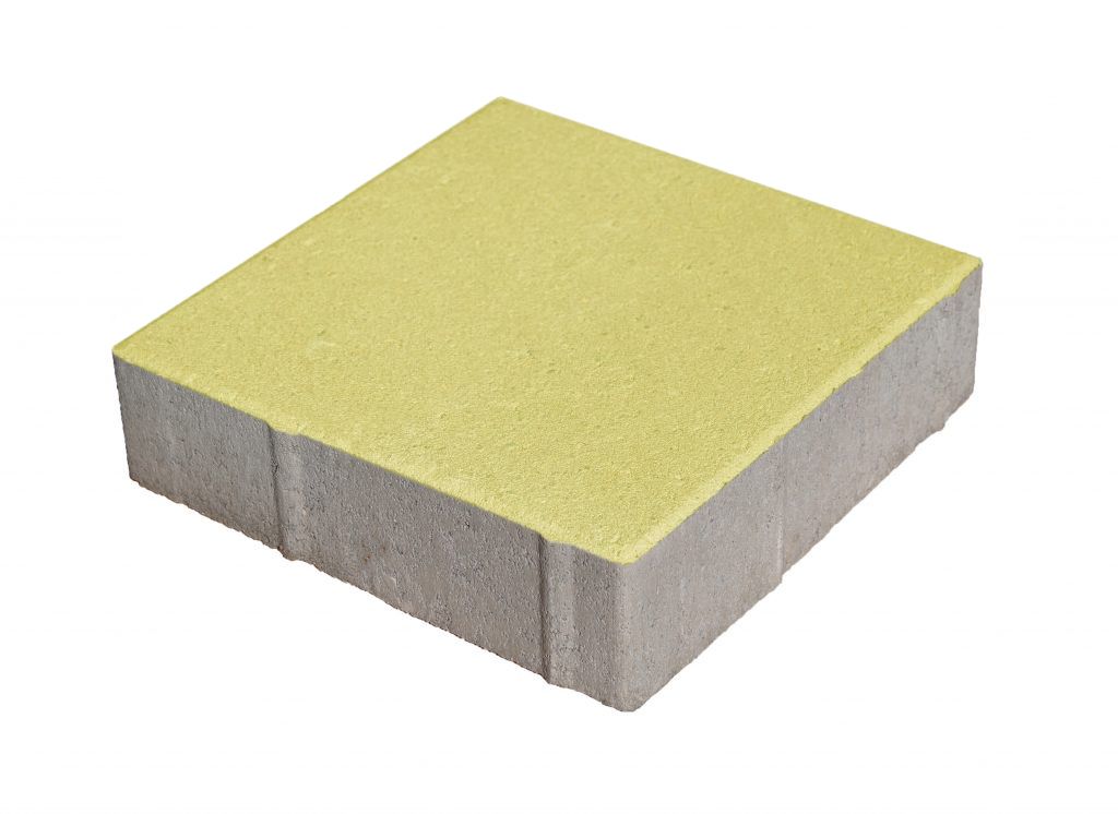 Тротуарная плитка 342 Механический завод Квадрат 300х300х80 мм, Желтый фото 1