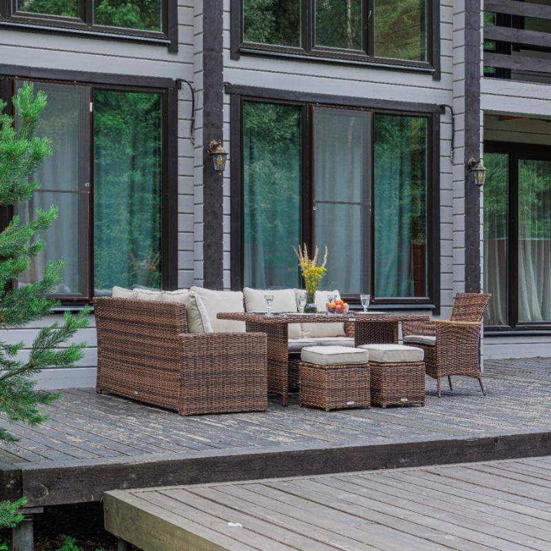 Угловой комплект Zorro Wood Royal Family из искусственного ротанга, цвет коричневый фото 4