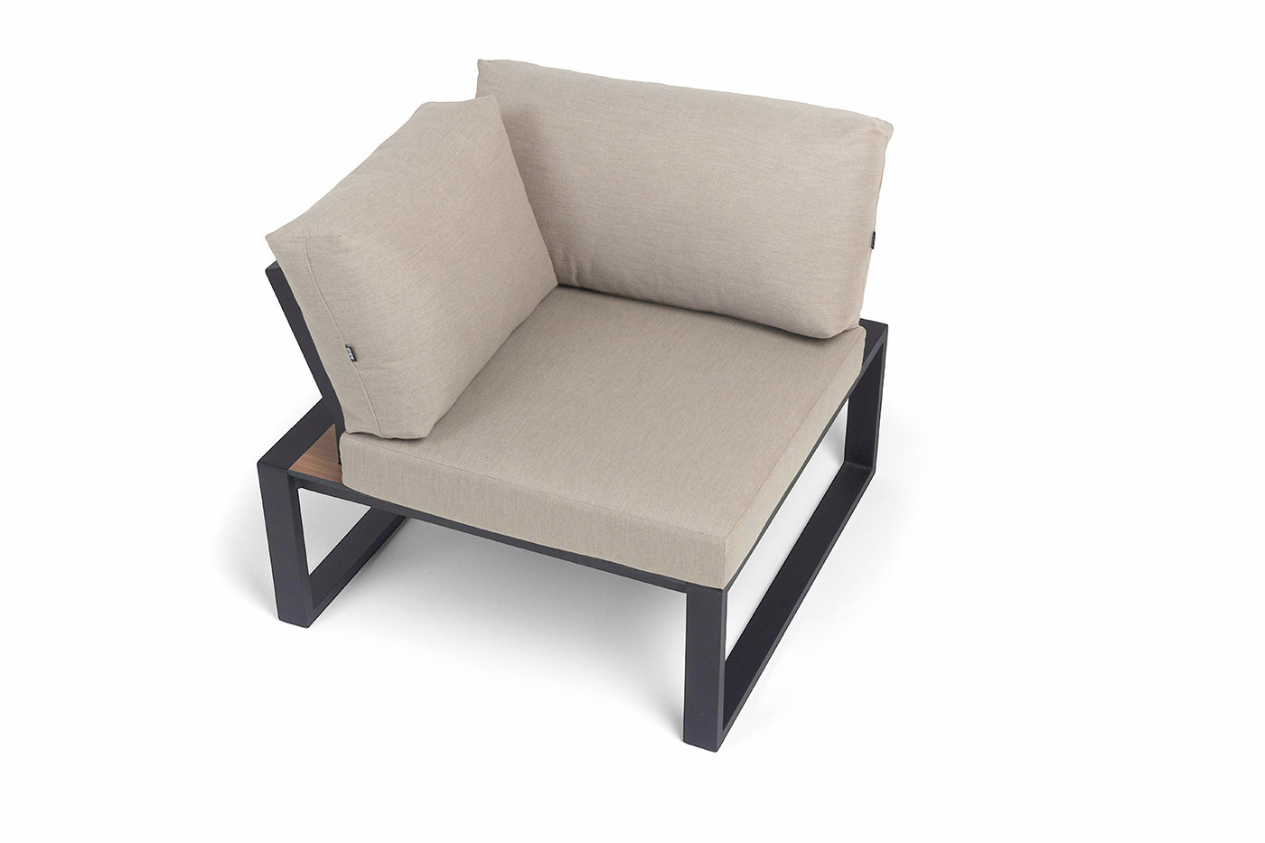 Тулон угловой модуль, каркас алюминий, HPL дуб, черный муар, ткань бежевая 15052 фото 5