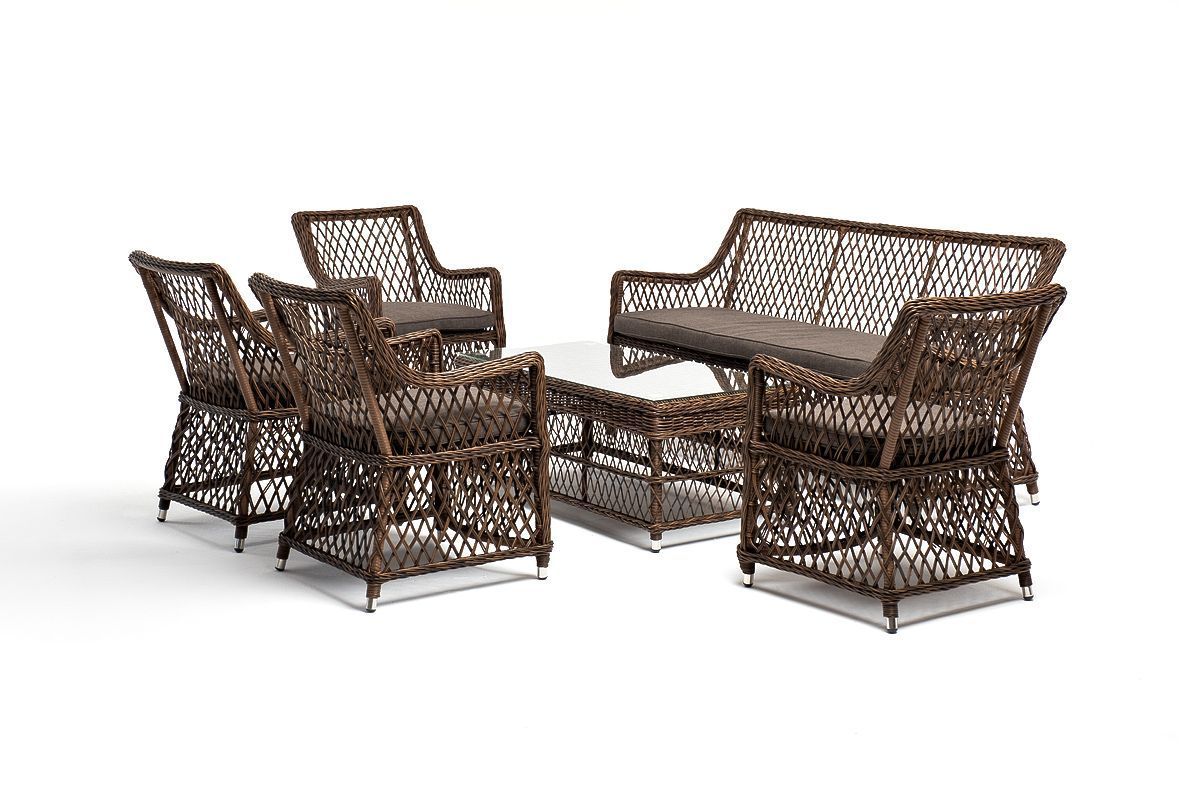 Лаунж-зона Асти 4SIS из искусственного ротанга, цвет коричневый 6 персон фото 1