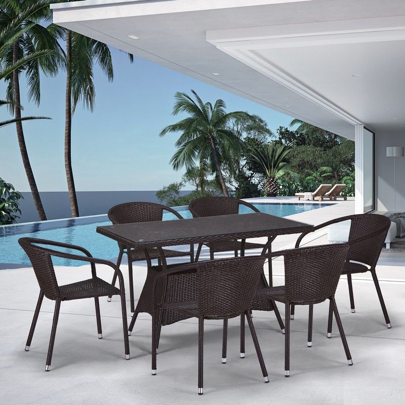 Комплект плетеной мебели T198D/Y137C-W53 Brown 6Pcs фото 1