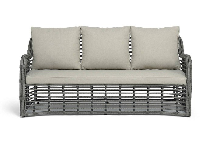 Диван Ницца 4SIS из искусственного ротанга трехместный, цвет серый фото 2