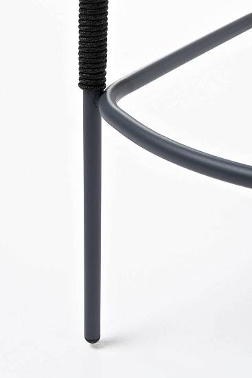 Стул Марсель 4SIS барный плетеный из роупа, каркас из стали серый (RAL7022) муар, роуп темно-серый круглый, ткань темно-серая 27 фото 2