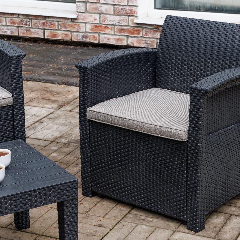 Обеденный комплект Lily Royal Family из пластика с двухместным диваном, цвет черный фото 7