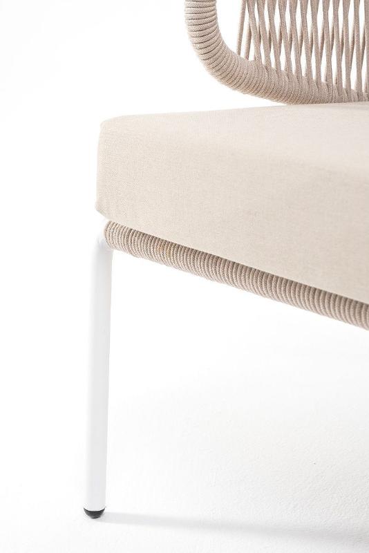 Диван трехместный Милан 4SIS из роупа (веревки), каркас алюминий белый, роуп бежевый круглый, ткань бежевая фото 8