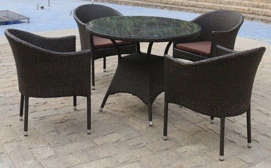 Обеденный комплект плетеной мебели T190A/Y350A-W53 Brown (4+1) фото 2