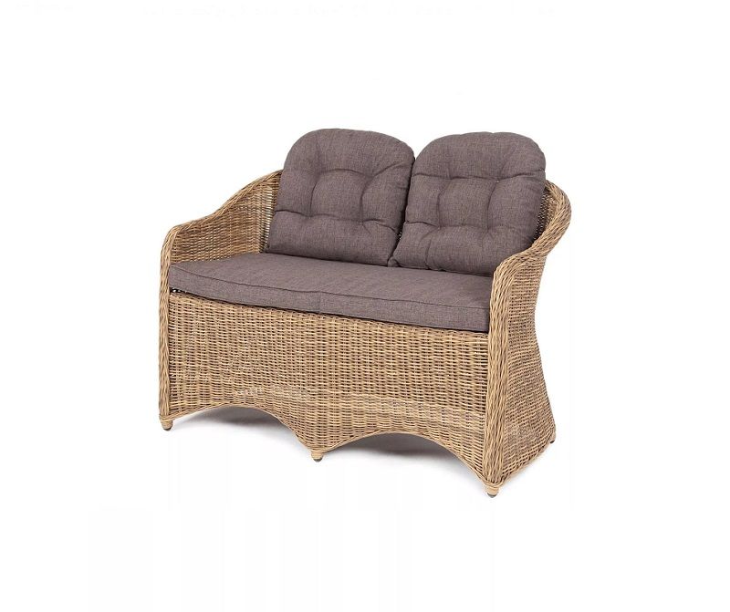 Диван двухместный Равенна 4SIS из искусственного ротанга, цвет соломенный фото 1