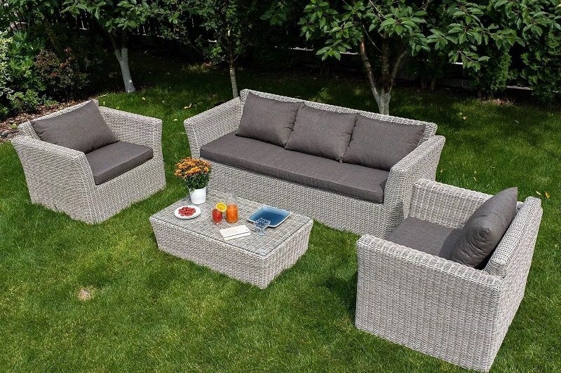 Диван трехместный Капучино 4SIS из искусственного ротанга, цвет бежевый фото 7