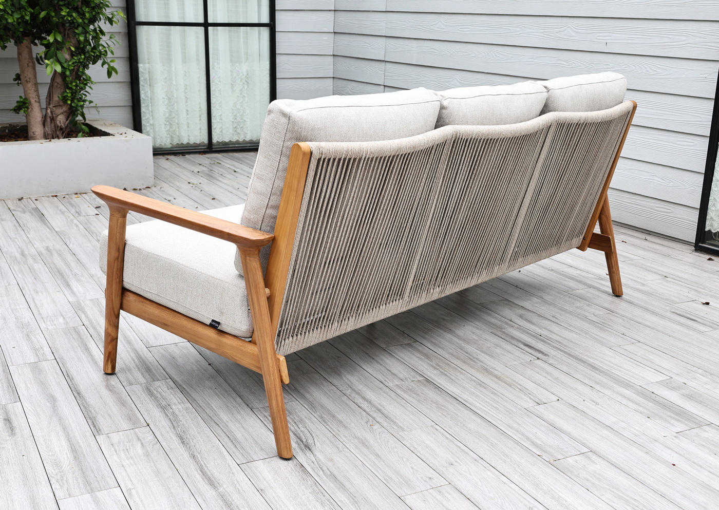 Копенгаген лаунж-зона 5-местная плетеная из роупа, каркас тик, цвет бежевый фото 4